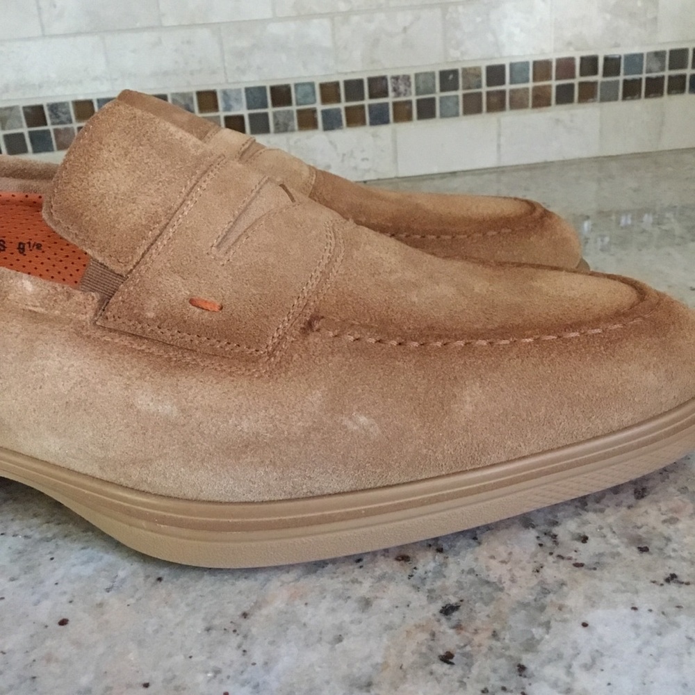 Santoni Easy Sand Suede Slip On Loafers - Picture 3 of 14